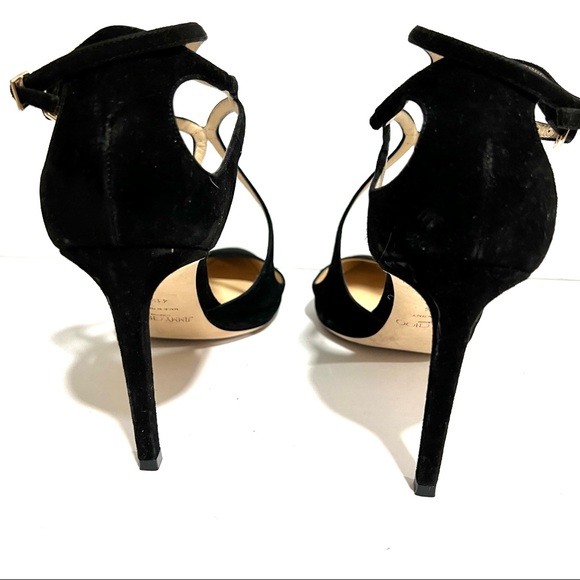 247 Jimmy Choo Lancer Strappy Pump Stiletto Black Suede Pump Shoe 41.5 11.5 12.5 - Picture 8 of 15